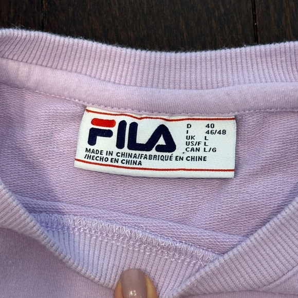 ⚡️2/$25⚡️Fila Women's Lilac Purple Crew Neck Cotton Sweater Hidden Pockets | M/L - Picture 6 of 12